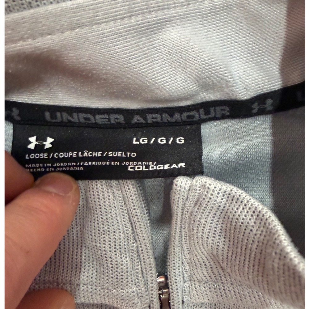 Under Armour ColdGear Mens Large Light Grey 1/4 Zip Pullover Sweater Loose Fit - Picture 2 of 7